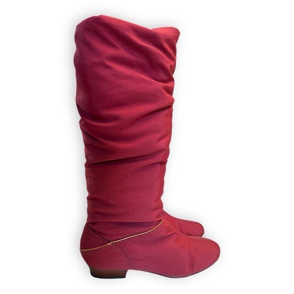 Vintage 1970's down filled maroon red knee high puffer boots pristine condition - Picture 8 of 10